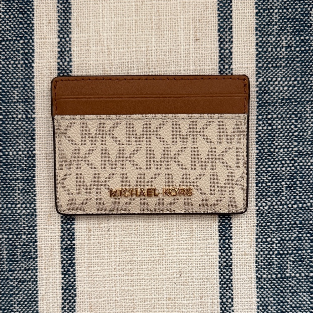 Michael Kors Tan and Cream Logo Card Holder